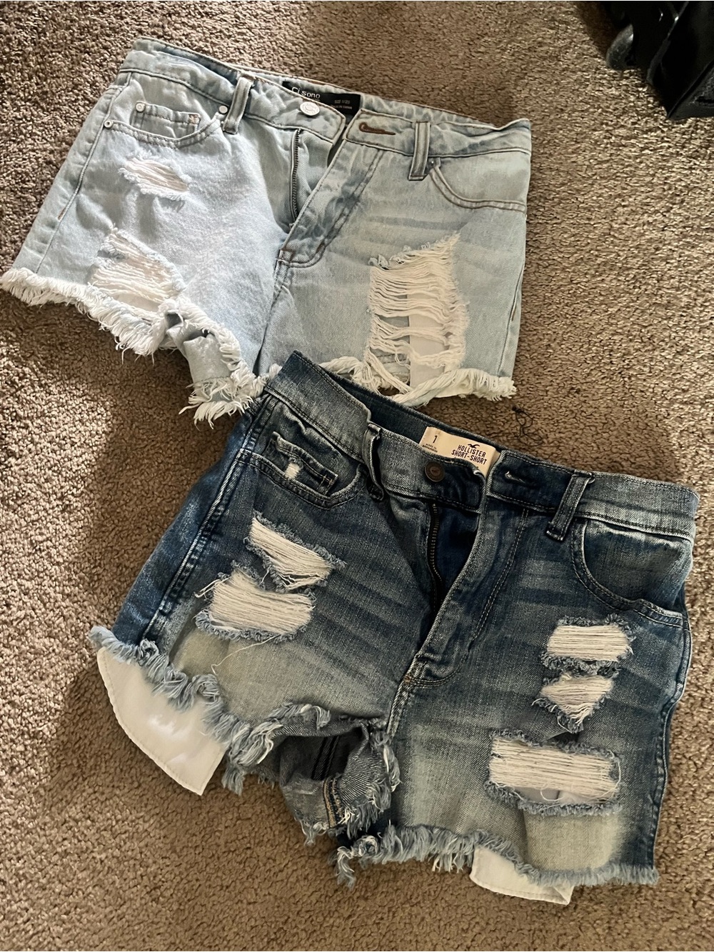 2 Pairs Denim Cut Off Shorts Hollister Size 1